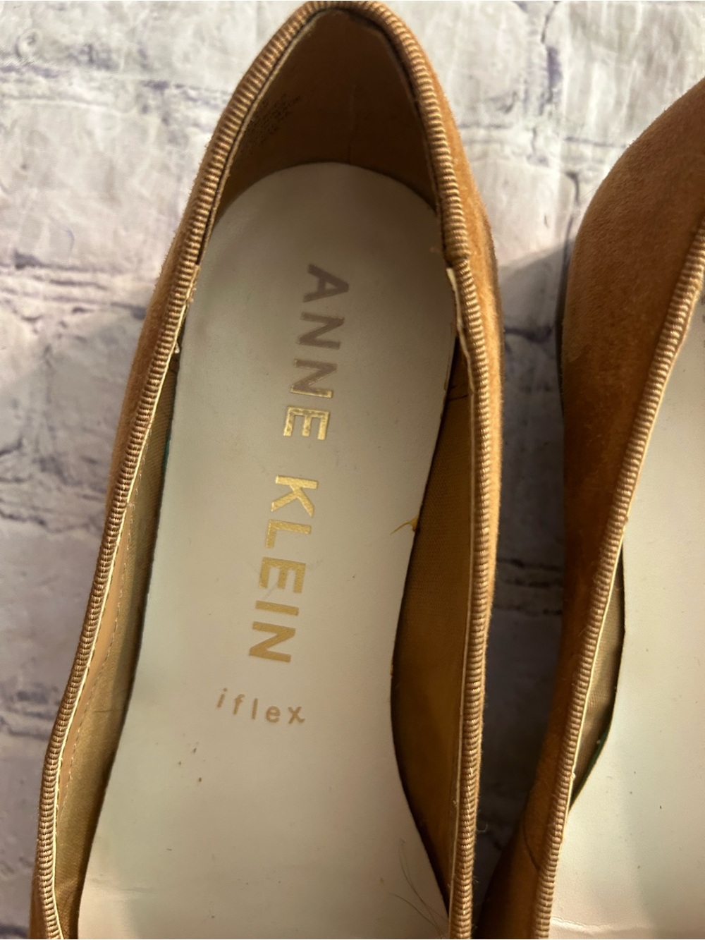 ANNE KLEIN IFLEX DIXIE CARMEL TAN SUEDE FRINGE TASSELS ON VAMP FLATS WOMEN/S 7.5 - Picture 4 of 10